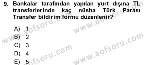 Dış Ticaret İşlemleri Dersi 2017 - 2018 Yılı (Vize) Ara Sınav Soruları 9. Soru