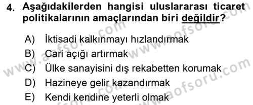 Dış Ticaret İşlemleri Dersi 2017 - 2018 Yılı (Final) Dönem Sonu Sınav Soruları 4. Soru