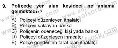 Dış Ticaret Belgeleri Dersi 2012 - 2013 Yılı (Final) Dönem Sonu Sınav Soruları 9. Soru