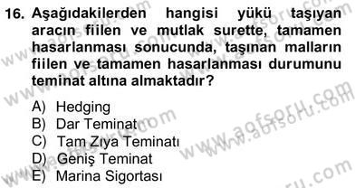 Dış Ticaret Belgeleri Dersi 2013 - 2014 Yılı (Vize) Ara Sınav Soruları 16. Soru