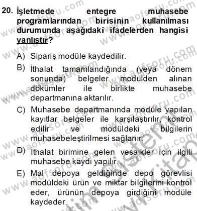 Dış Ticaret Belgeleri Dersi 2013 - 2014 Yılı (Final) Dönem Sonu Sınav Soruları 20. Soru