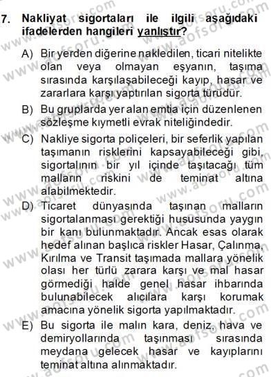 Dış Ticaret Belgeleri Dersi 2013 - 2014 Yılı (Final) Dönem Sonu Sınav Soruları 7. Soru