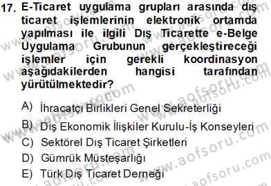 Dış Ticaret Belgeleri Dersi 2013 - 2014 Yılı Tek Ders Sınav Soruları 17. Soru