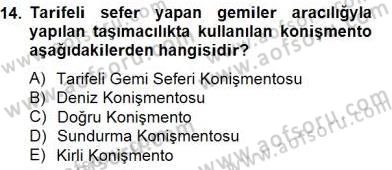 Dış Ticaret Belgeleri Dersi 2014 - 2015 Yılı (Vize) Ara Sınavı 14. Soru