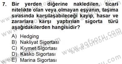 Dış Ticaret Belgeleri Dersi 2014 - 2015 Yılı (Final) Dönem Sonu Sınav Soruları 7. Soru