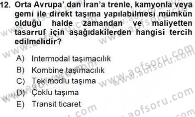 Dış Ticaret Belgeleri Dersi 2015 - 2016 Yılı (Vize) Ara Sınav Soruları 12. Soru