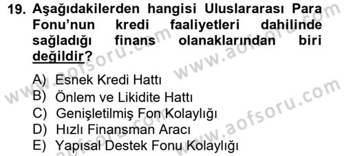 Dış Ticarete Giriş Dersi 2012 - 2013 Yılı (Final) Dönem Sonu Sınavı 19. Soru