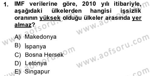 Dış Ticarete Giriş Dersi 2013 - 2014 Yılı Tek Ders Sınavı 1. Soru