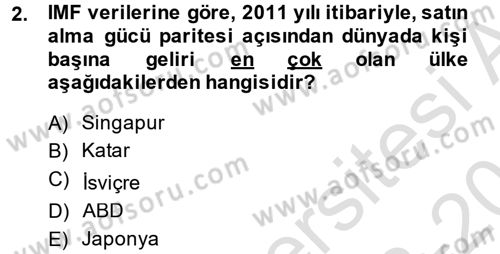 Dış Ticarete Giriş Dersi 2013 - 2014 Yılı Tek Ders Sınavı 2. Soru