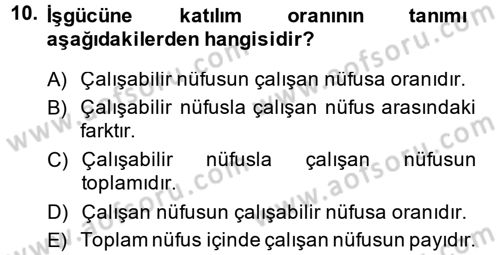 Dış Ticarete Giriş Dersi 2014 - 2015 Yılı Tek Ders Sınavı 10. Soru