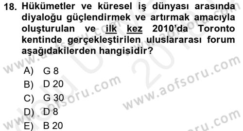 Dış Ticarete Giriş Dersi 2017 - 2018 Yılı 3 Ders Sınavı 18. Soru