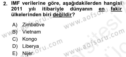 Dış Ticarete Giriş Dersi 2017 - 2018 Yılı 3 Ders Sınavı 2. Soru