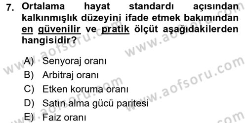 Dış Ticarete Giriş Dersi 2017 - 2018 Yılı 3 Ders Sınavı 7. Soru