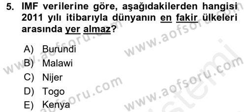 Dış Ticarete Giriş Dersi 2017 - 2018 Yılı (Vize) Ara Sınavı 5. Soru