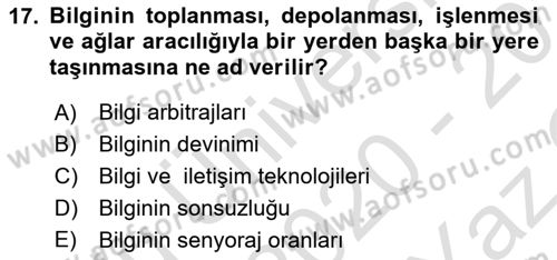 Dış Ticarete Giriş Dersi 2020 - 2021 Yılı Yaz Okulu Sınavı 17. Soru