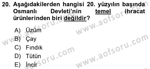 Dış Ticarete Giriş Dersi 2020 - 2021 Yılı Yaz Okulu Sınavı 20. Soru