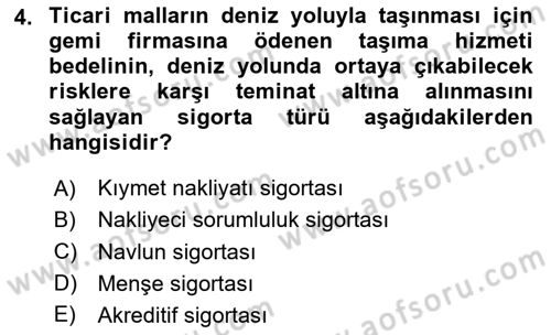 Dış Ticarete Giriş Dersi 2020 - 2021 Yılı Yaz Okulu Sınavı 4. Soru