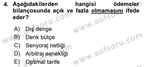 Dış Ticarete Giriş Dersi 2021 - 2022 Yılı (Vize) Ara Sınavı 4. Soru