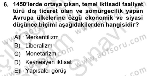 Dış Ticarete Giriş Dersi 2021 - 2022 Yılı (Vize) Ara Sınavı 6. Soru