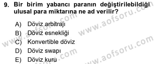 Dış Ticarete Giriş Dersi 2021 - 2022 Yılı (Vize) Ara Sınavı 9. Soru