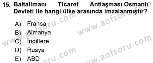 Dış Ticarete Giriş Dersi 2021 - 2022 Yılı (Final) Dönem Sonu Sınavı 15. Soru