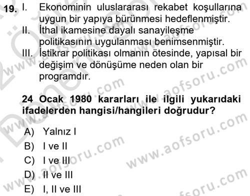 Dış Ticarete Giriş Dersi 2021 - 2022 Yılı (Final) Dönem Sonu Sınavı 19. Soru