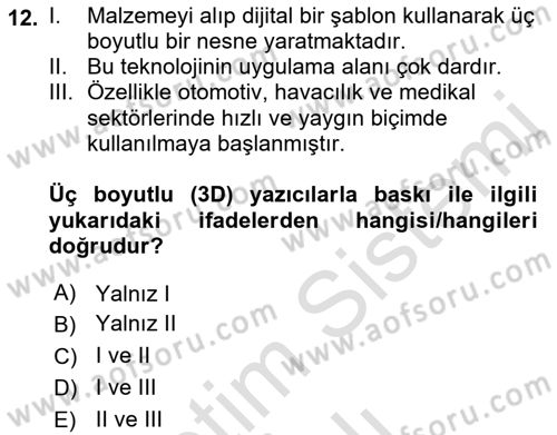 Dış Ticarete Giriş Dersi 2022 - 2023 Yılı Yaz Okulu Sınavı 12. Soru