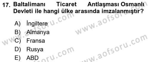 Dış Ticarete Giriş Dersi 2022 - 2023 Yılı Yaz Okulu Sınavı 17. Soru