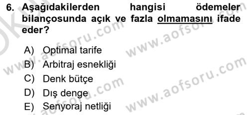 Dış Ticarete Giriş Dersi 2022 - 2023 Yılı Yaz Okulu Sınavı 6. Soru