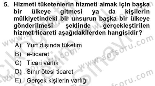 Dış Ticarete Giriş Dersi 2023 - 2024 Yılı (Vize) Ara Sınavı 5. Soru