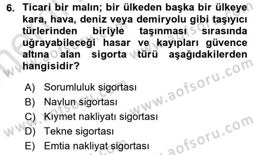 Dış Ticarete Giriş Dersi 2023 - 2024 Yılı (Vize) Ara Sınavı 6. Soru