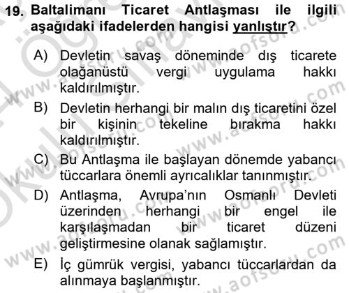 Dış Ticarete Giriş Dersi 2023 - 2024 Yılı Yaz Okulu Sınav Soruları 19. Soru