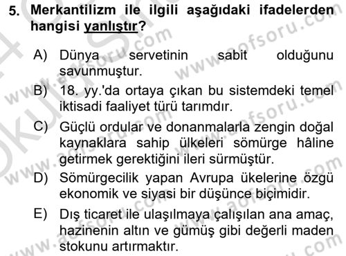 Dış Ticarete Giriş Dersi 2023 - 2024 Yılı Yaz Okulu Sınav Soruları 5. Soru