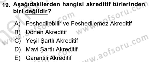 Dış Ticarete Giriş Dersi 2024 - 2025 Yılı (Vize) Ara Sınav Soruları 19. Soru