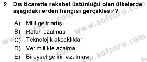 Dış Ticarete Giriş Dersi 2024 - 2025 Yılı (Vize) Ara Sınav Soruları 2. Soru