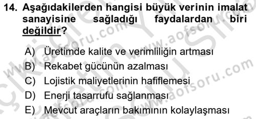 Dış Ticarete Giriş Dersi 2024 - 2025 Yılı (Final) Dönem Sonu Sınav Soruları 14. Soru