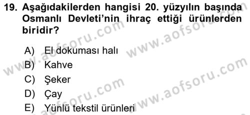 Dış Ticarete Giriş Dersi 2024 - 2025 Yılı Yaz Okulu Sınav Soruları 19. Soru