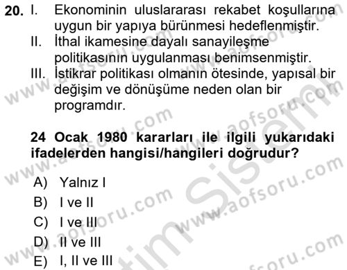 Dış Ticarete Giriş Dersi 2024 - 2025 Yılı Yaz Okulu Sınav Soruları 20. Soru