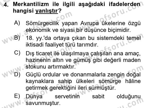 Dış Ticarete Giriş Dersi 2024 - 2025 Yılı Yaz Okulu Sınav Soruları 4. Soru
