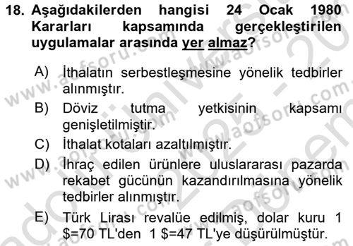 Dış Ticarete Giriş Dersi 2025 - 2026 Yılı (Final) Dönem Sonu Sınav Soruları 18. Soru