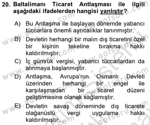 Dış Ticarete Giriş Dersi 2025 - 2026 Yılı (Final) Dönem Sonu Sınav Soruları 20. Soru