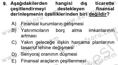 Dış Ticarete Giriş Dersi 2025 - 2026 Yılı (Final) Dönem Sonu Sınav Soruları 9. Soru