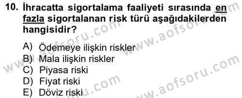 Dış Ticaretle İlgili Kurumlar ve Kuruluşlar Dersi 2012 - 2013 Yılı (Final) Dönem Sonu Sınav Soruları 10. Soru