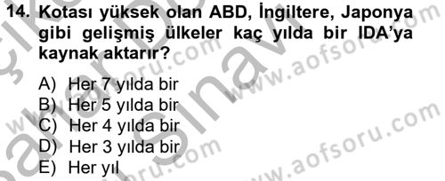 Dış Ticaretle İlgili Kurumlar ve Kuruluşlar Dersi 2012 - 2013 Yılı (Final) Dönem Sonu Sınav Soruları 14. Soru