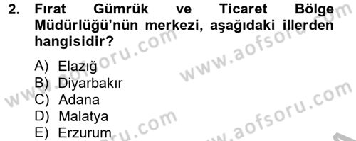 Dış Ticaretle İlgili Kurumlar ve Kuruluşlar Dersi 2012 - 2013 Yılı (Final) Dönem Sonu Sınav Soruları 2. Soru