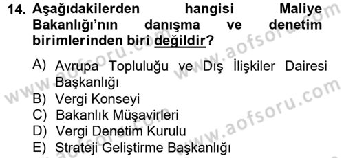 Dış Ticaretle İlgili Kurumlar ve Kuruluşlar Dersi 2013 - 2014 Yılı (Vize) Ara Sınav Soruları 14. Soru