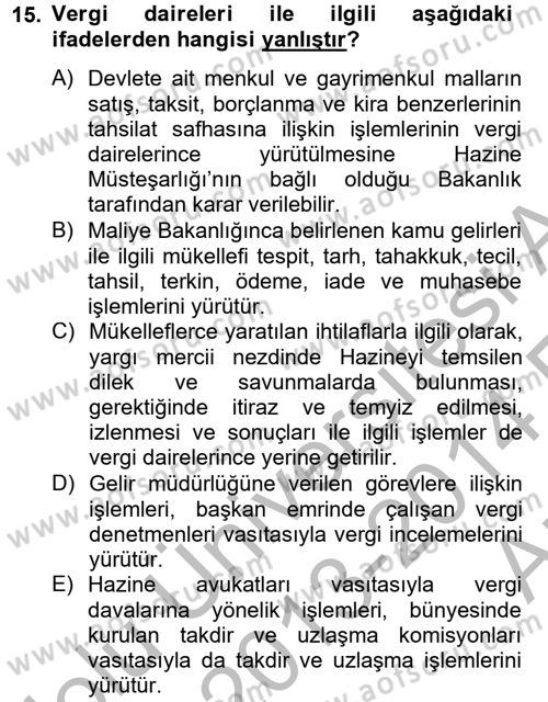 Dış Ticaretle İlgili Kurumlar ve Kuruluşlar Dersi 2013 - 2014 Yılı (Vize) Ara Sınav Soruları 15. Soru