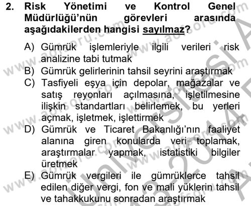 Dış Ticaretle İlgili Kurumlar ve Kuruluşlar Dersi 2013 - 2014 Yılı (Vize) Ara Sınav Soruları 2. Soru