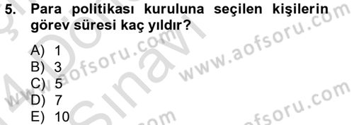 Dış Ticaretle İlgili Kurumlar ve Kuruluşlar Dersi 2013 - 2014 Yılı Tek Ders Sınav Soruları 5. Soru