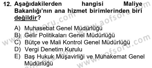 Dış Ticaretle İlgili Kurumlar ve Kuruluşlar Dersi 2014 - 2015 Yılı (Vize) Ara Sınav Soruları 12. Soru